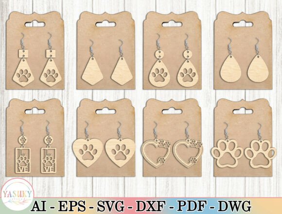 Adorable Dog Paw Earrings Cut File SVG Bundle