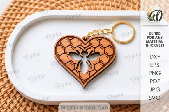 Charming Bee Keychain Laser Cut SVG Design