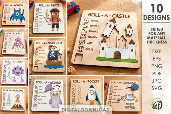 Children's Coloring Games Bundle Laser Cut: Creative Designs