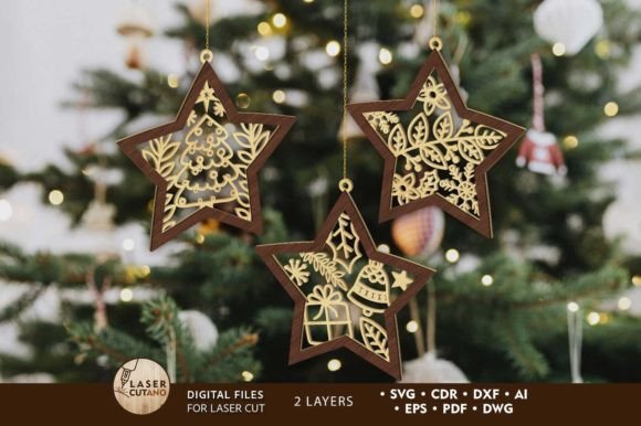 CHRISTMAS STARS ORNAMENTS SET, Decor