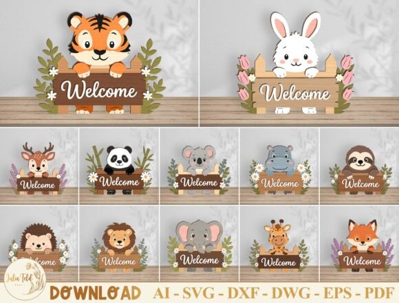Create Adorable Nursery Decor with a Cute Animal Welcome Sign SVG Bundle