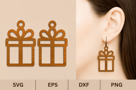 Create Festive Christmas Gift Box Earring SVG Laser Cut Designs