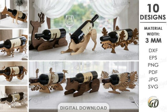 Creative Laser Cut Wine Bottle Holder Designs