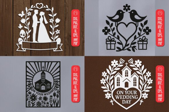 Elegant Paper Cut Wedding Card SVG Bundle for Crafting
