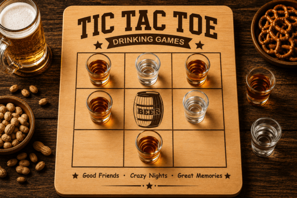 Fun Tic Tac Toe Drinking Game Laser Cut SVG