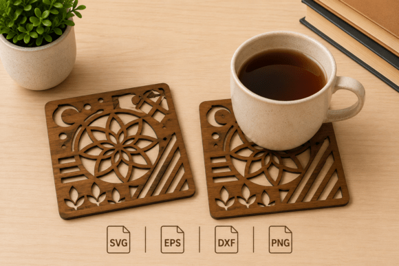 Geometric Coaster SVG Laser Cut File: Modern Design for Makers
