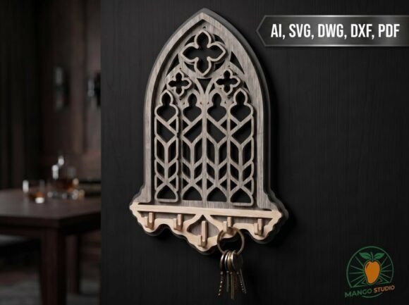 Gothic Key Holder SVG Laser Cut 3mm