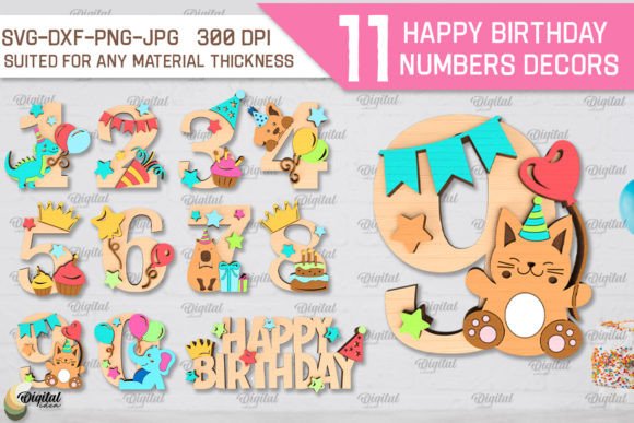 Happy Birthday Numbers LaserCut Bundle: Creative Design Assets