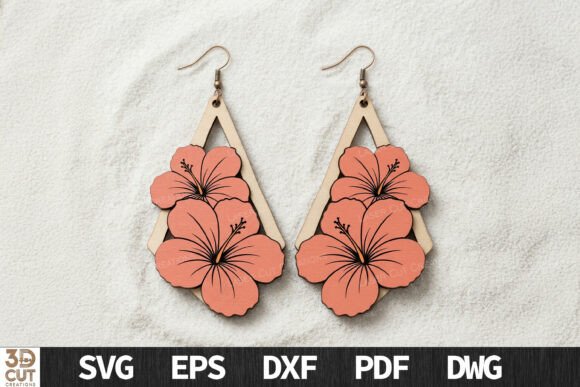 Hibiscus Flower Earrings SVG