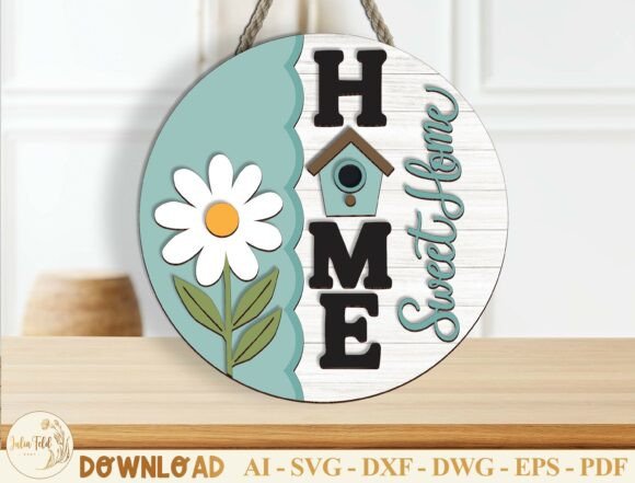 Home Sweet Home Door Hanger Cut File SVG: Farmhouse Charm