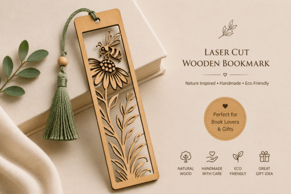 Honey Bee Bookmark SVG: Laser Cut Files for Creative Projects