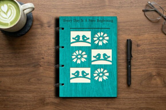 Laser Cut Floral Notebook Cover SVG