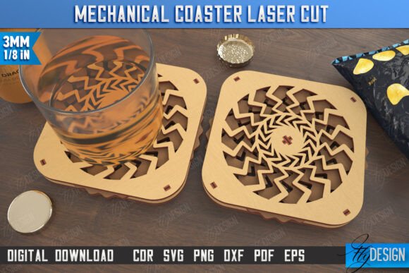 Multilayered Drink Coaster Laser Cut: 3D Design & CNC Files