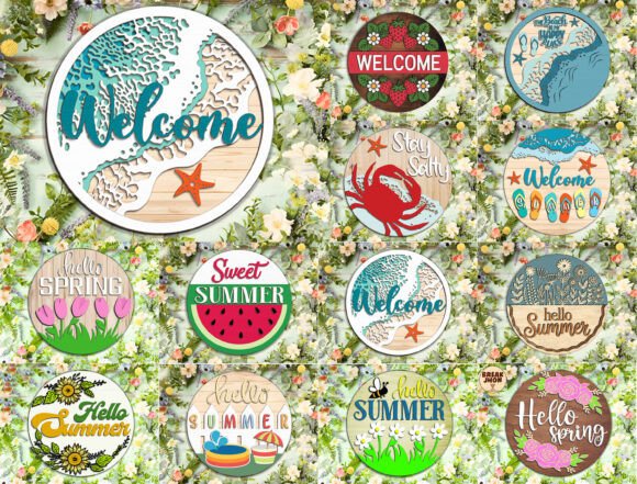 Seasonal & Beach Round Sign SVG Bundle