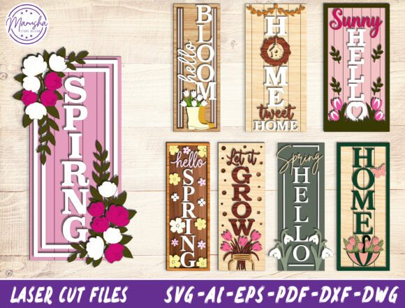 Spring Porch Sign Laser Cut SVG Bundle: Vibrant Designs