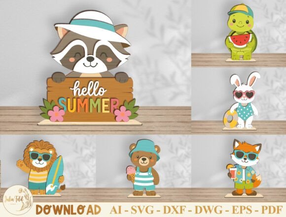 Summer Animal Laser Cut File SVG Bundle for Crafts