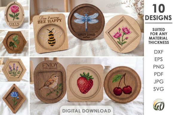 Wooden Embroidery Templates Bundle Laser Cut Designs