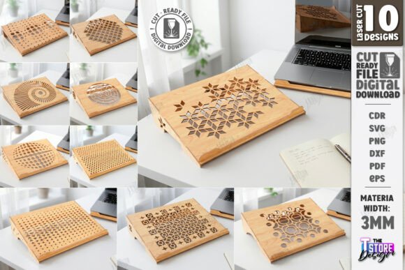 Wooden Laptop Stand Laser Cut Bundle SVG: A Creative Design Asset